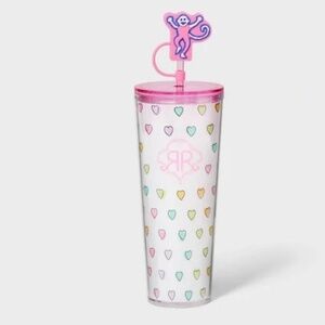 Roller Rabbit Target Disco Hearts 24 oz Travel Cup w/Covered Straw IN HAND